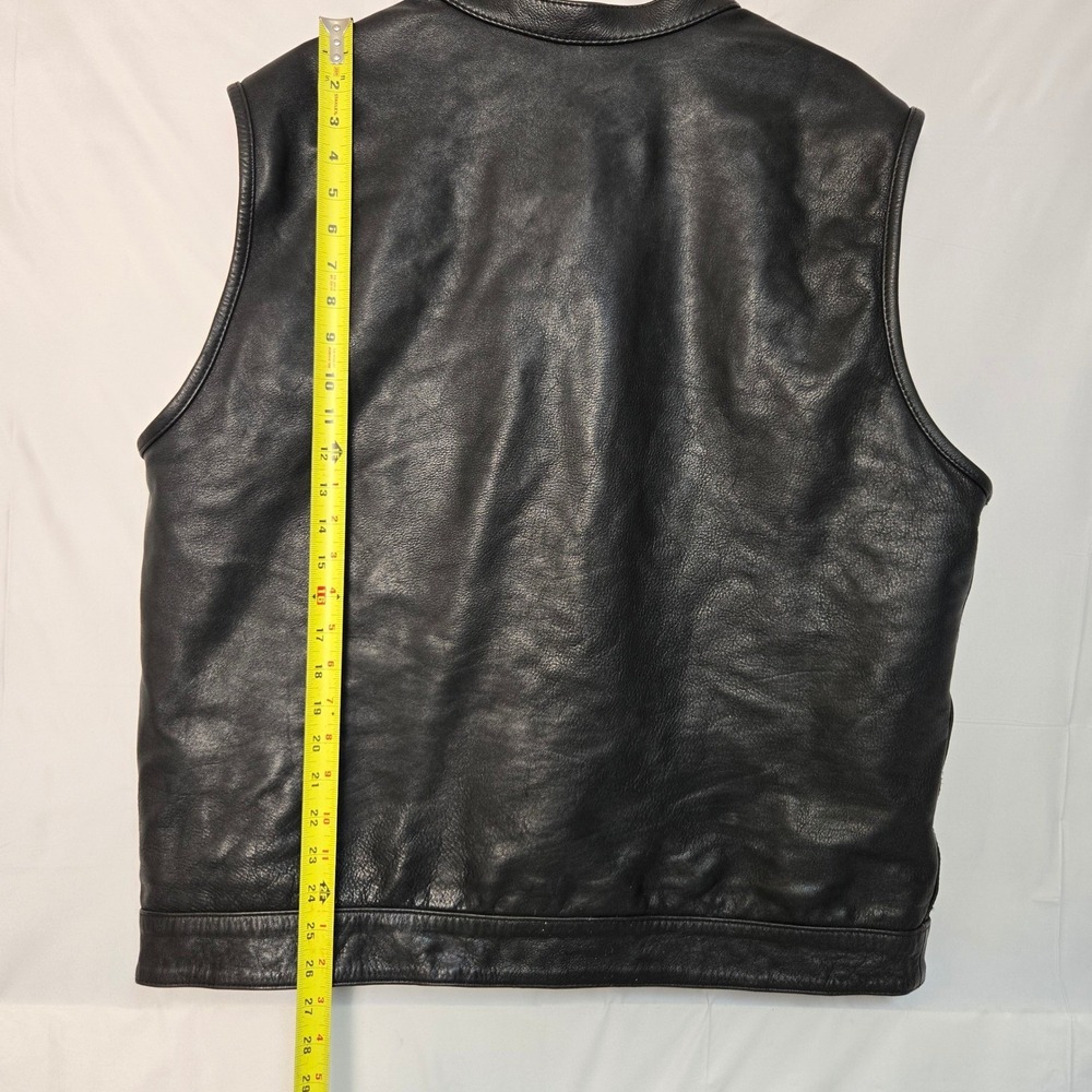 Mens First Classics Leather Riding Biker Vest Black Concealed Pockets Size XXL - Picture 8 of 16